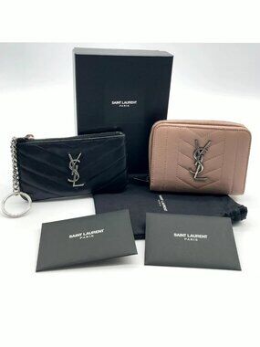 Authentic YSL Saint Laurent Matelasse Wallet & Card Holder Set